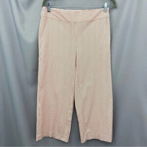 NWT Loft Red White Striped Cropped Wide Leg Flat Front Pants Size 0 Nautical